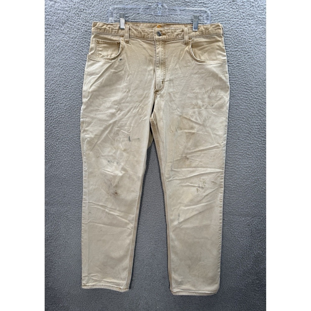 Carhartt Pants Mens 36x32 Tan Canvas Workwear Chore Grunge Faded Skater Thrasher